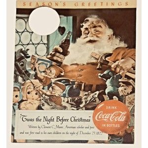 Coca Cola Bottle Collar Story  TWAS THE NIGHT BEFORE CHRISTMAS Vintage  Ephemera